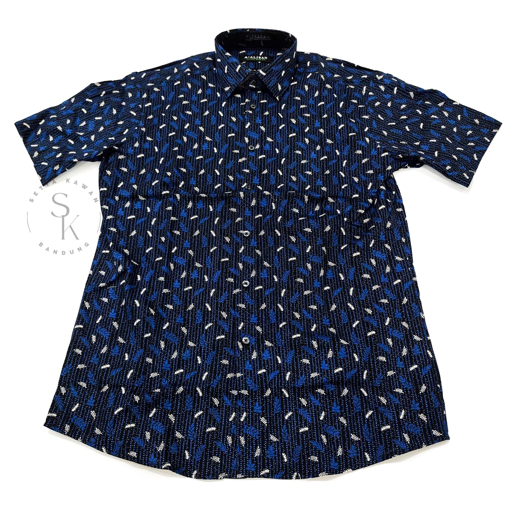 Kemeja ALISAN Corak Print Fashion SLIM FIT Lengan PENDEK ( seri 00333 )