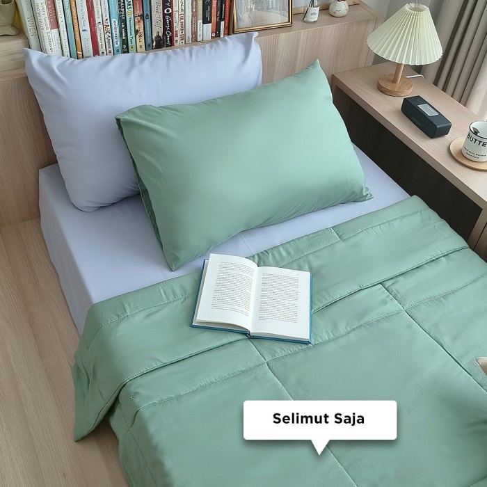 Selimut Dewasa Selimut Bedcover Tipis - Size Single - Katun Korea - Pastel Colors - Mint, Selimut Sa