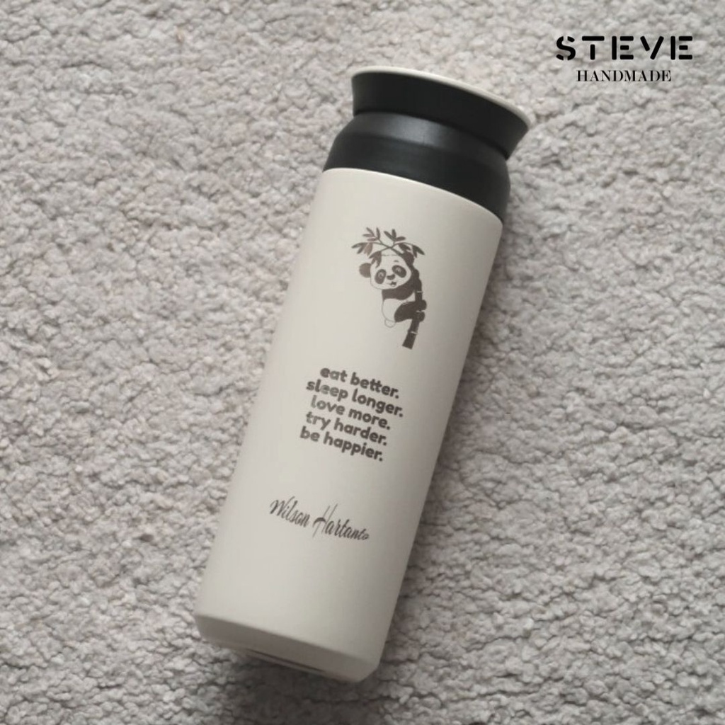Botol minum stainless termos vacuum tumbler travel TM0255 White Custom Tahan Air Panas dan Dingin