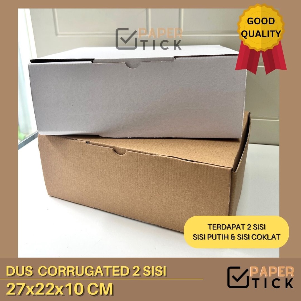 

DUS PUTIH P27x22x10 CM Packaging Kemasan Box Kue Baju Corrugated Dus Pengiriman DC