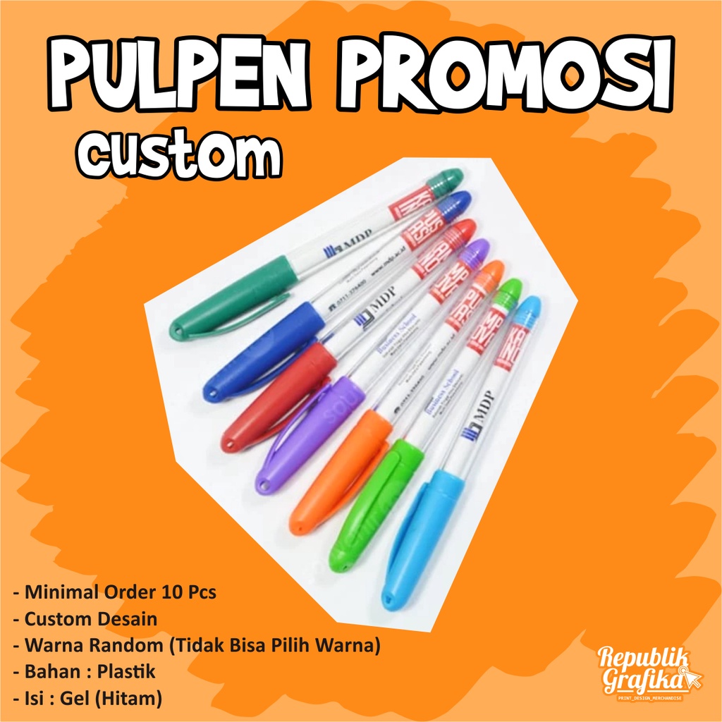 Pulpen Promosi Insert Paper Custom Satuan Free Desain