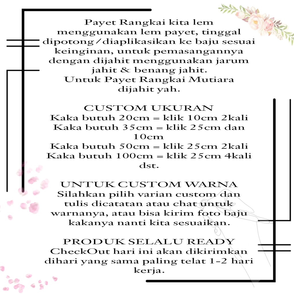 Betterbuys.Co Payet Rangkai Leher F07 / Payet Rangkai Pinggang / Payet Rangkai Dada / Bisa Custom