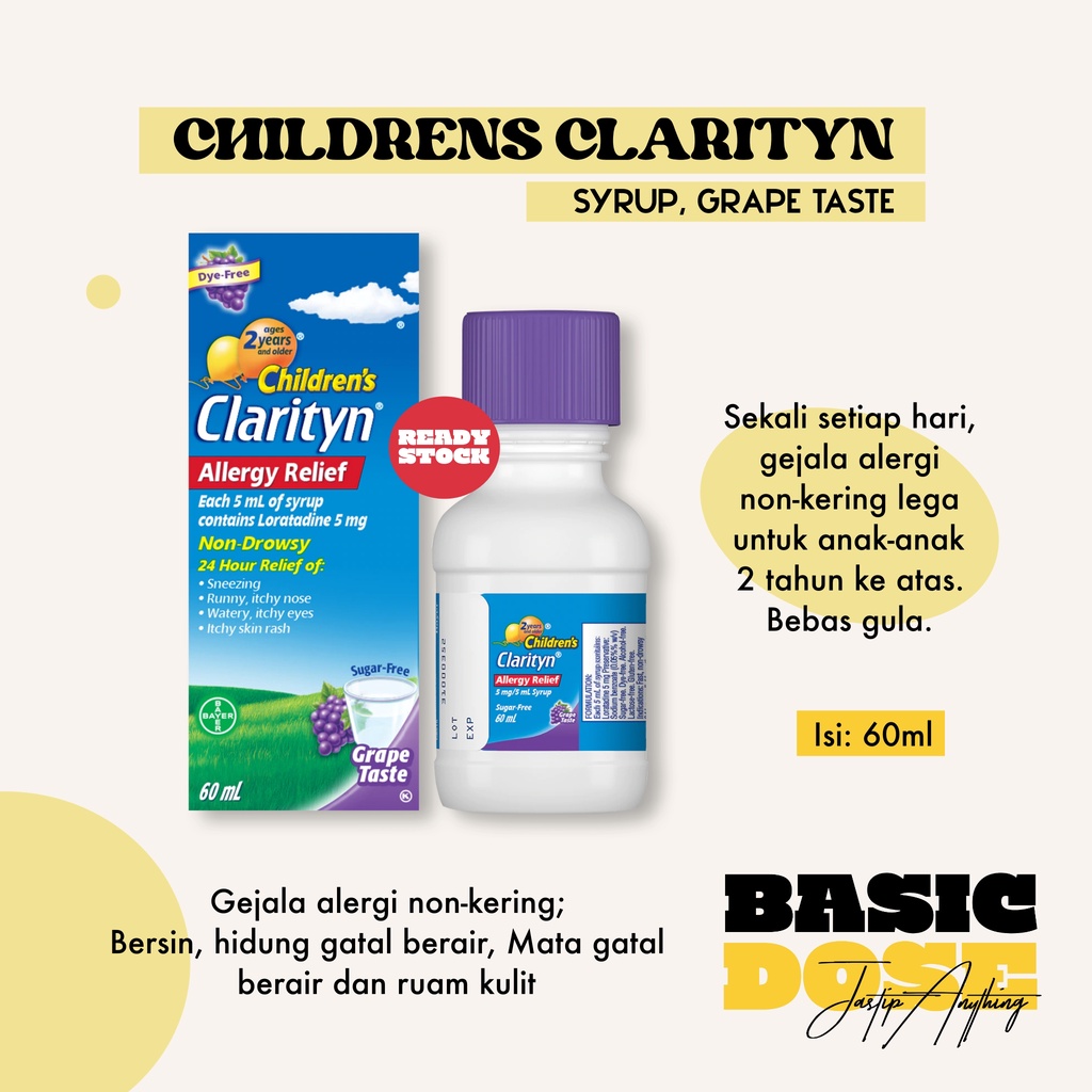 [READY] Clarityn Children's Non-drowsy 24H Allergy Relief Syrup, 60ml