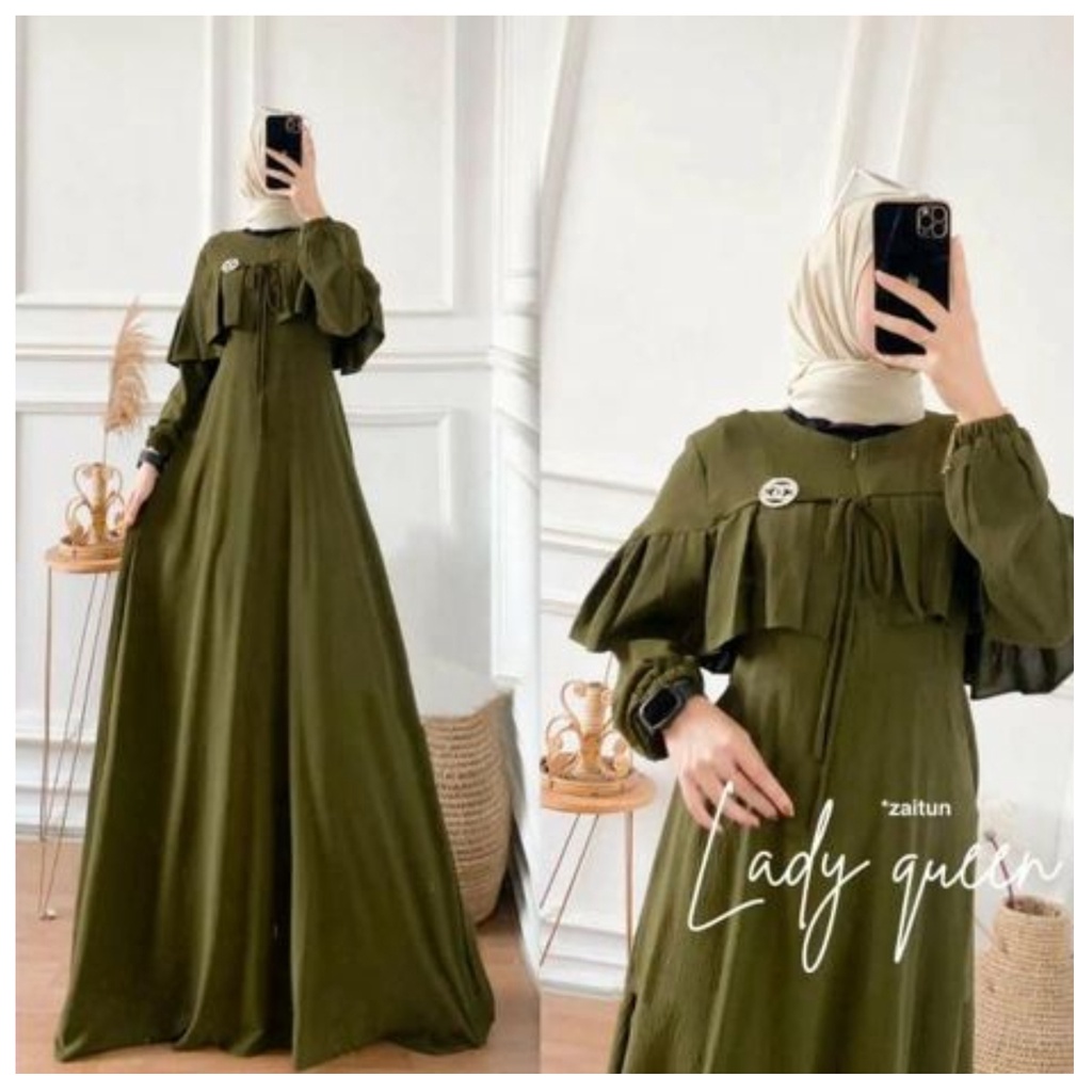 lady gamis terbaru dress muslimah crinkle kekinian baju lebaran wanit muslim