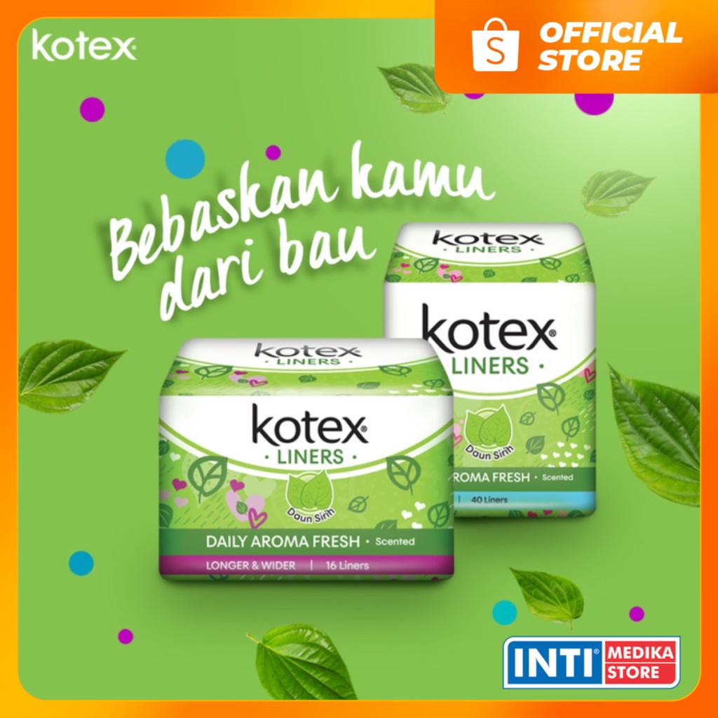 KOTEX - Pantyliner Daun SIrih LONGER & WIDER Pembalut Wanita SCENTED