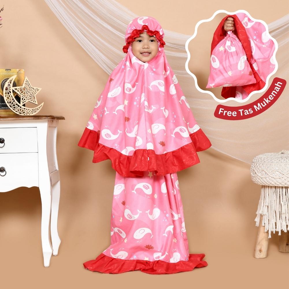 Alesha Mukena Anak Perempuan usia 1 - 6 Tahun ( kids Size M / L / XL ) Bahan Microtex / Mukena Karakter / Mukena Motif Anak