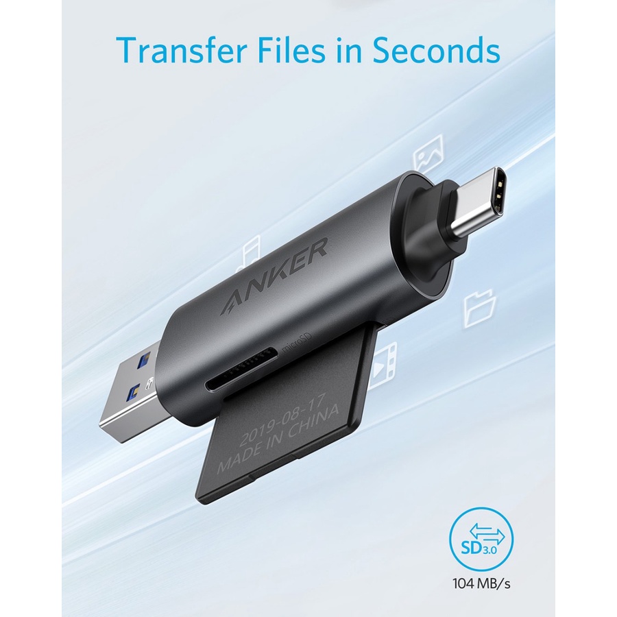 Anker PowerExpand+ Type-C USB-C USB3.0 TF Micro SD Card Reader - A8326