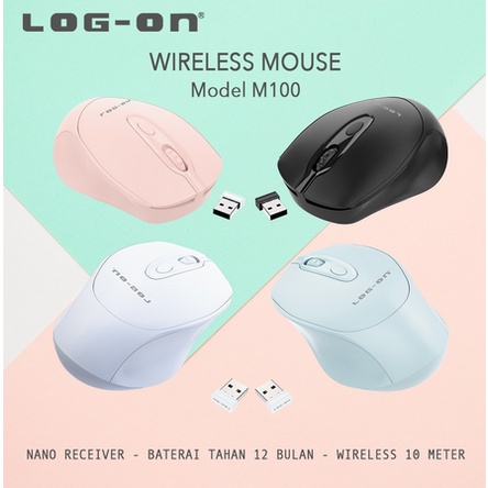 ITSTORE LOG ON MOUSE WIRELESS LO-M100 2.4Ghz Optical 1600DPI MOUSE LAPTOP/PC (FREE BATRE AA)