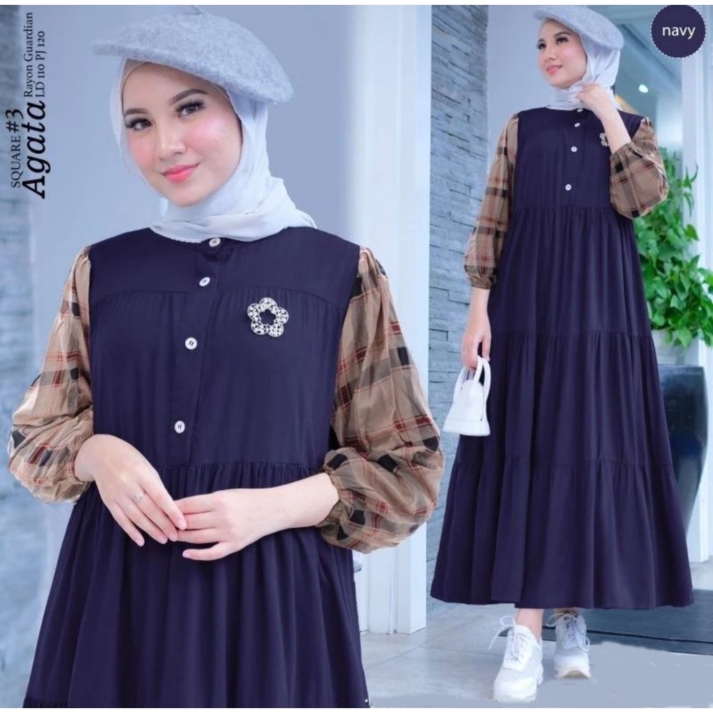 MIDI DRESS AGATHA DRESS BAHAN CRINCLE AIRFLOW PREMIUM