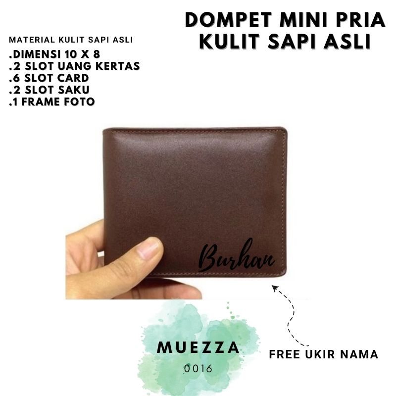 Dompet mini pria kulit sapi asli free ukir nama