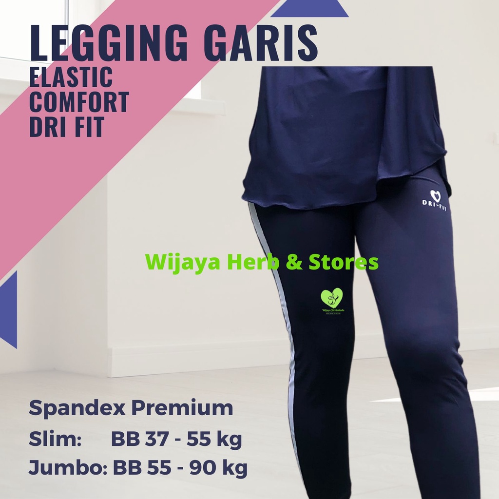 [Sport ] Legging Senam Wanita Motif Garis / Celana Ketat Olahraga / Celana Legging Panjang Wanita