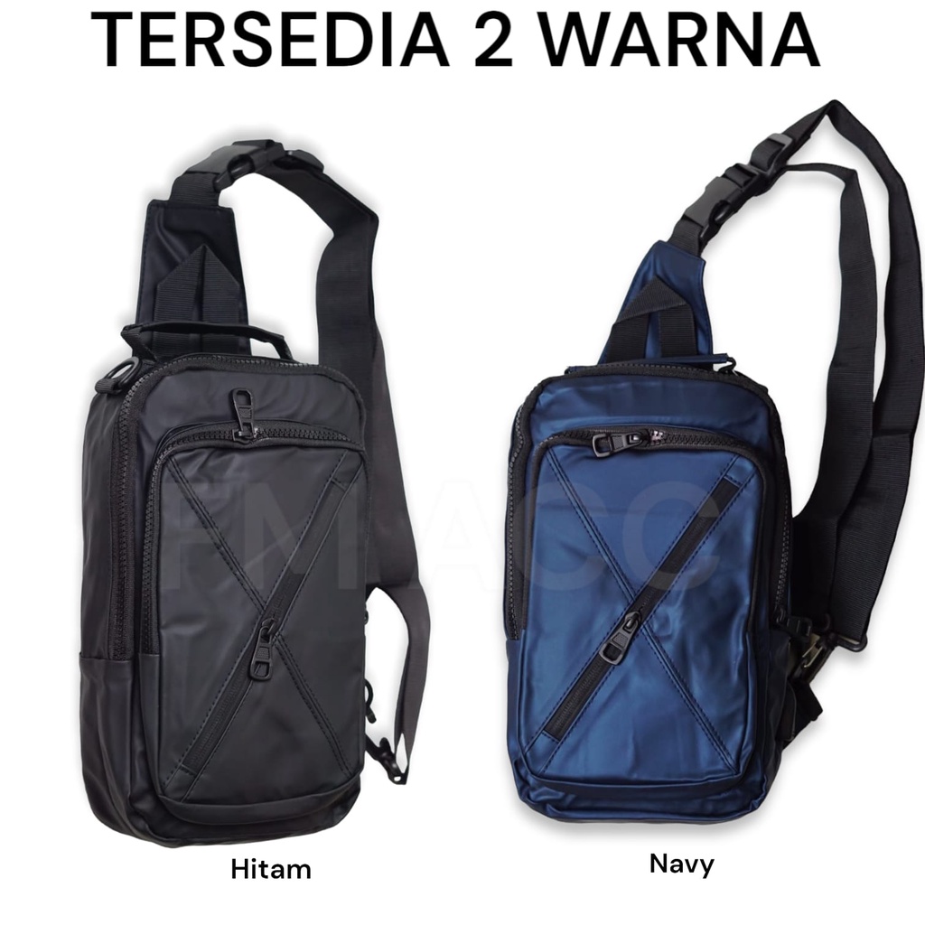 Tas Selempang Pria USB Charge Model Persegi Waistbag Sport Sling Bag Waterproof Multifungsi