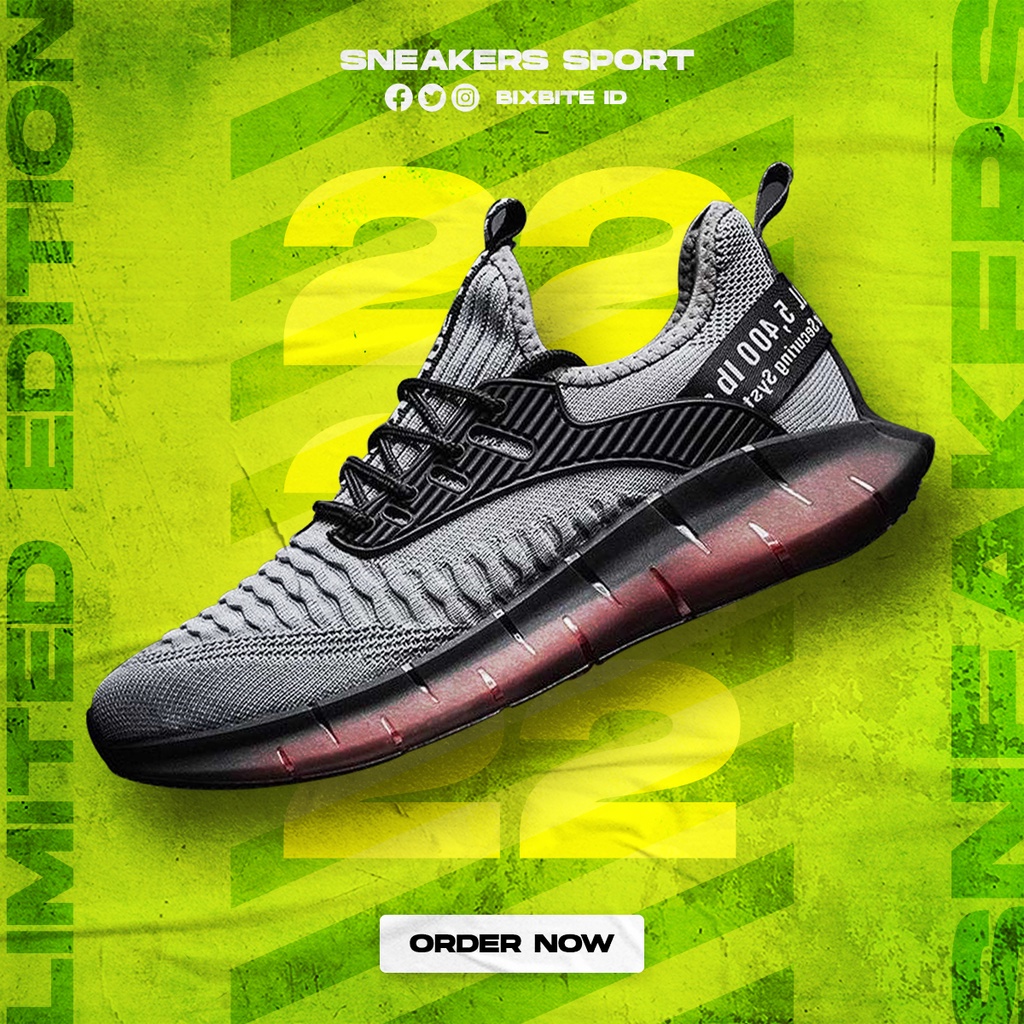 Sepatu Sneakers Olahraga Sport Hitam Putih Pria Cowok Original Import Spatu Sneaker Lari Murah Runni