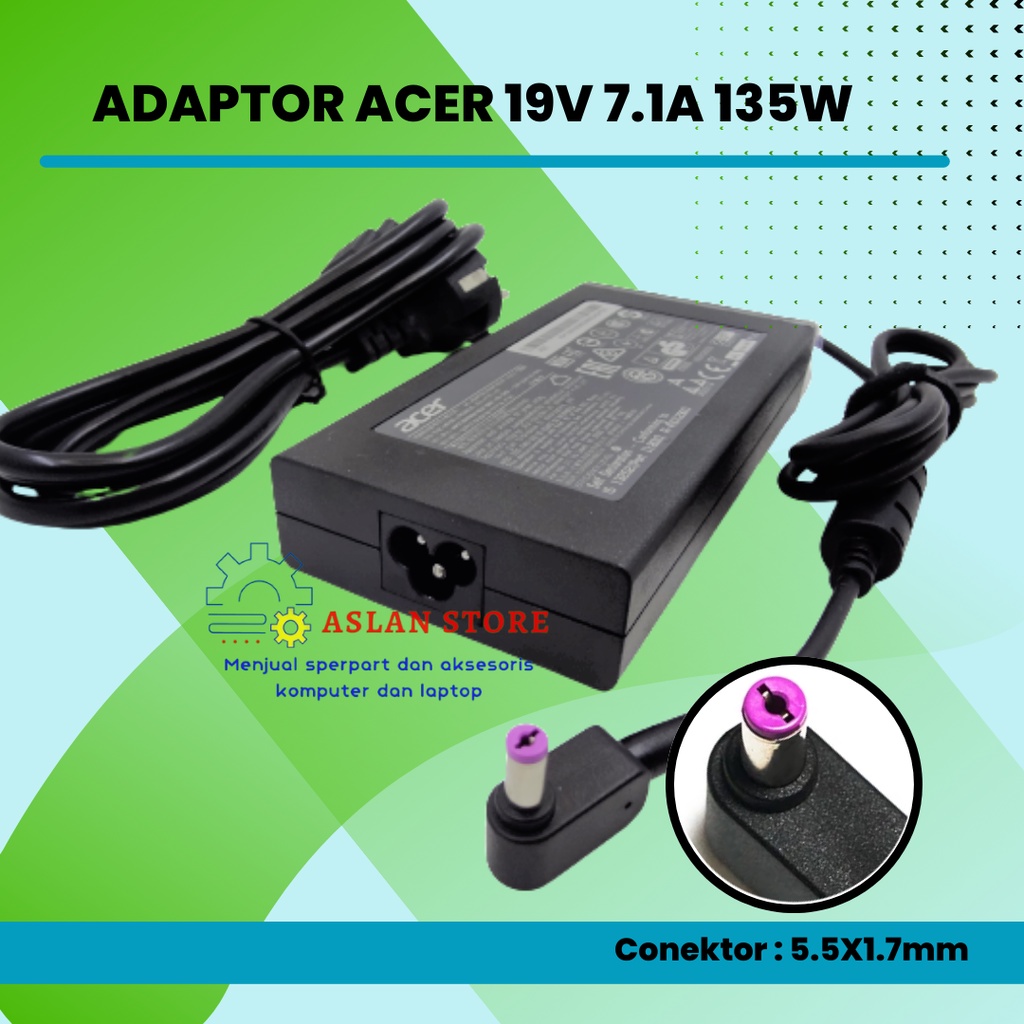 Adapter Charger 135W 19V 7.1A Laptop Acer Nitro 5 AN515-53-55G9 AN515-53-52FA, Nitro 5 AN515-51-79GN