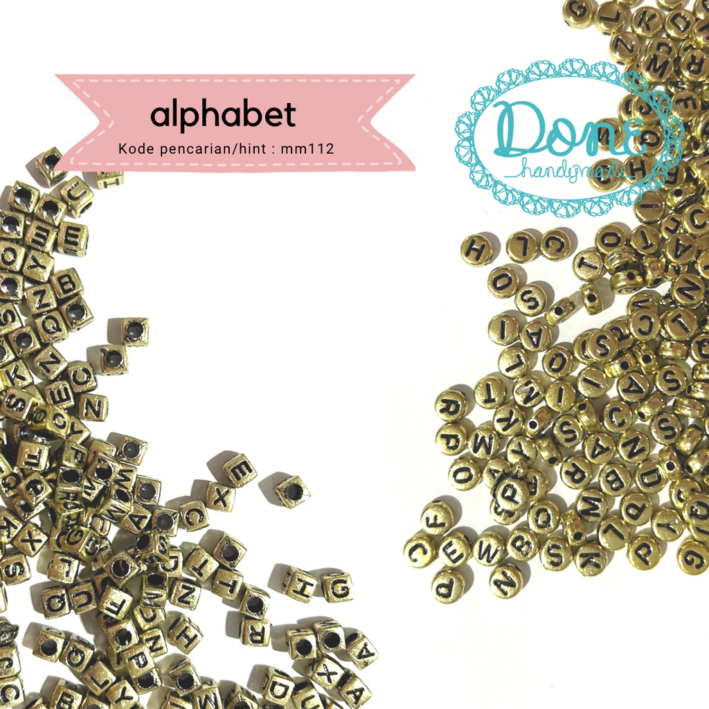 done handymade beads alphabet manik huruf manik kubus aksesoris MM112