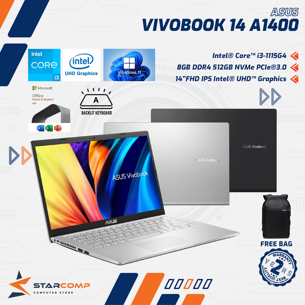 ASUS Vivobook 14 A1400EA i3-1115G4 8GB 512GB SSD 14&quot; FHD IPS W11+OHS