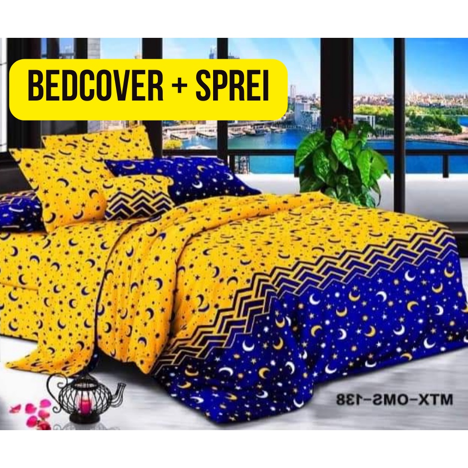 Bedcover + Sprei Set (bantal 2+guling 2) ukuran 180x200