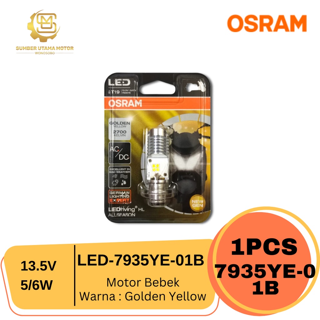 Osram Lampu LED T19 13.5V 5/6W 7935YE Golden Yellow New Gen