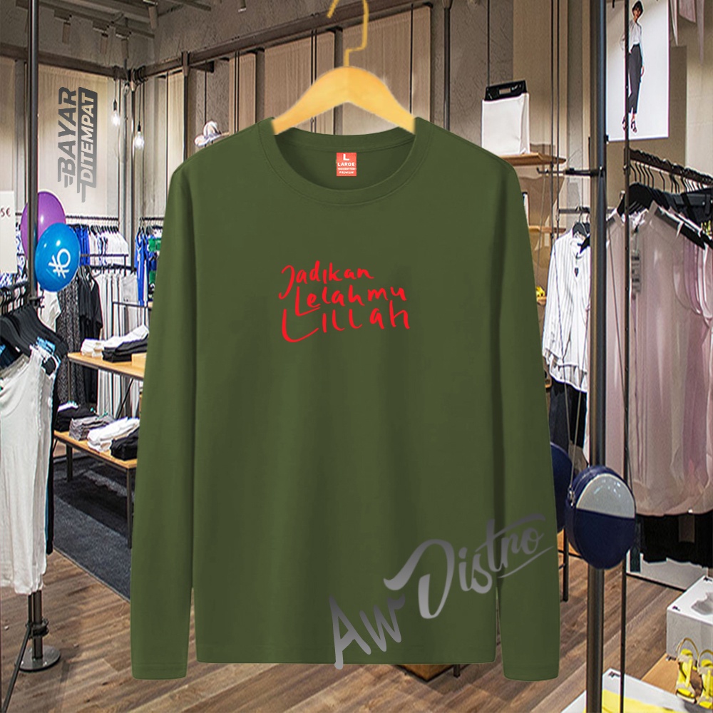 COD Baju Kaos Distro JLL Taxt Merah Premium Quality Lengan Panjang Kaos Tulisan Kaos Kata-Kata Kaos Sablon Big Size
