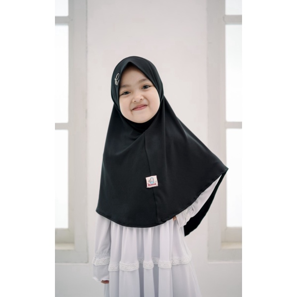 baju muslim Jilbab anak aisha hijab syar'i jersey premium original hasanah - Hitam XS Murah Berkuali