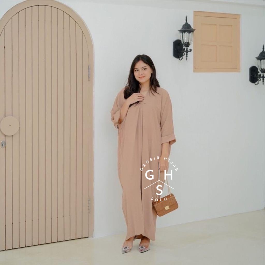 MARWAH GAMIS KAFTAN LEBARAN OVERSIZE DRESS PANJANG ATASAN WANITA CRINCLE AIRFLOW PREMIUM(KJI)