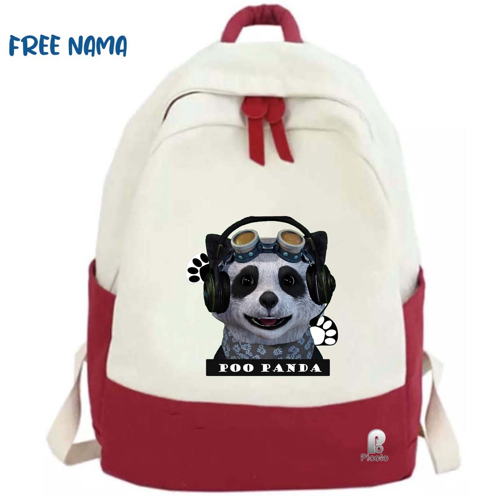 TAS RANSELBACKPACK ANAK SEKOLAH MOTIF YOUTUBER POO PANDA UNISEX (FREE NAMA)