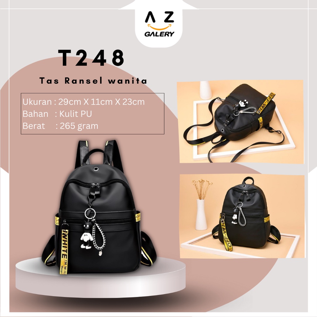 Tas Ransel Wanita Free Gantungan Tas Punggung Backpack Cewek Multifungsi Kulit PU Azgalery T248