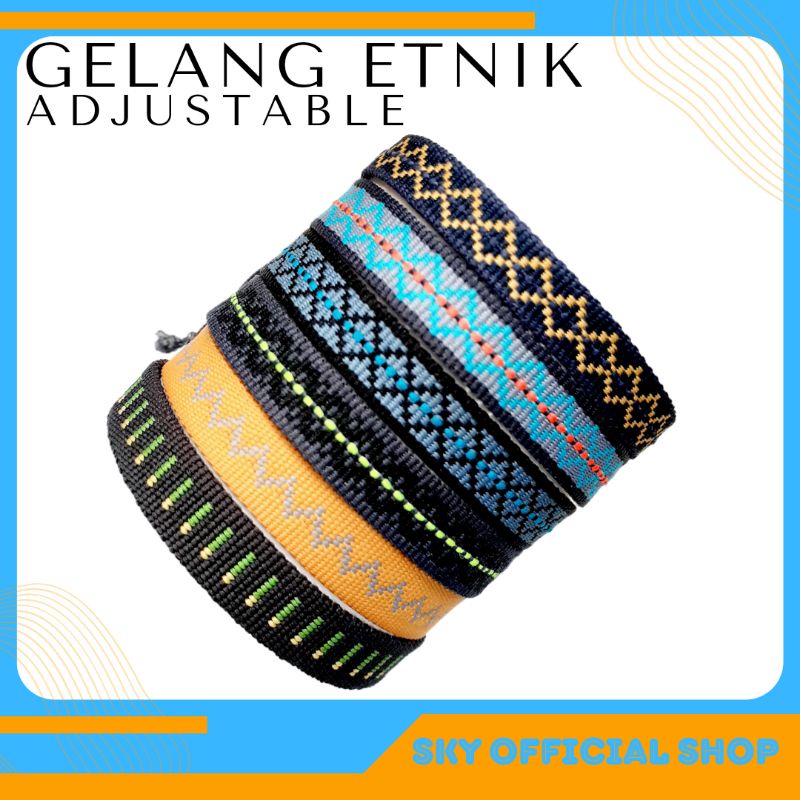 Gelang Tenun Tali Gaya Bohemian Adjustable Etnik Vintage Pria Dan Wanita 1cm