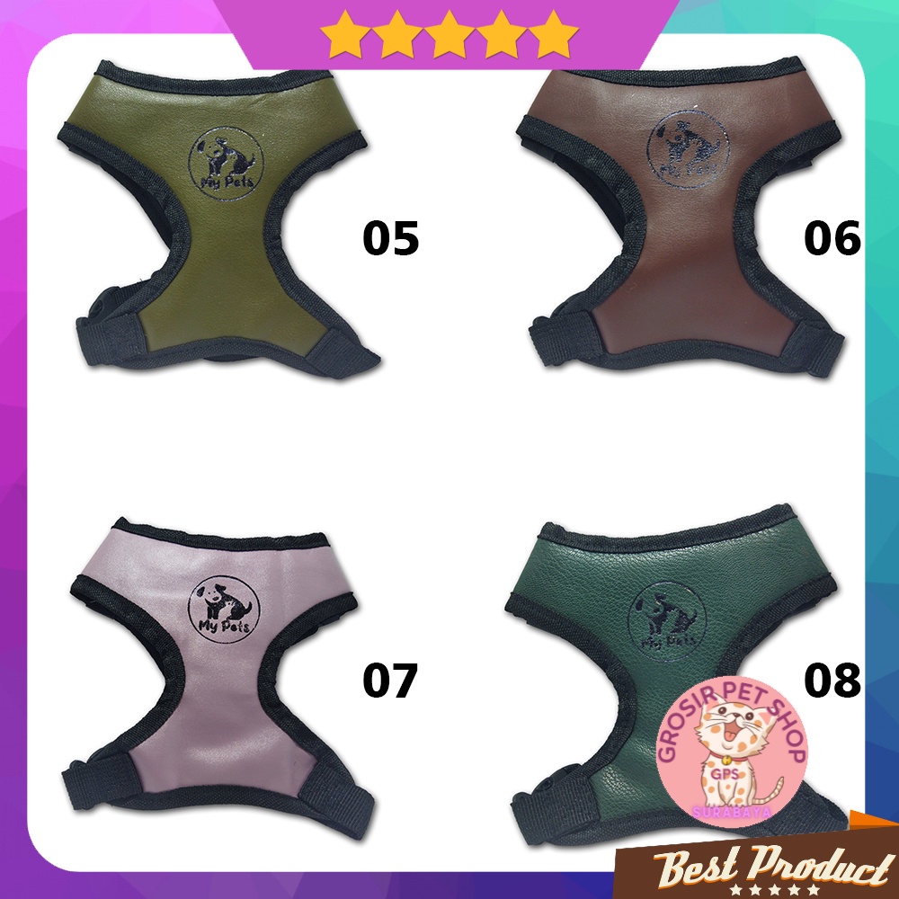 Rompi harness kucing anjing motif + tali tuntun kualitas premium baju kucing model rompi