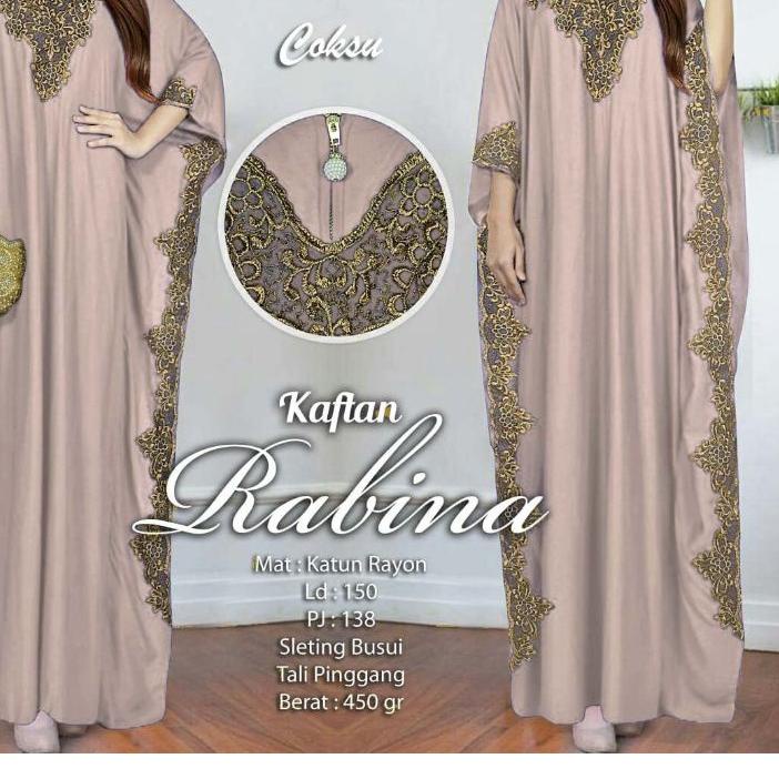➫ Kaftan Rabina Katun Rayon Jumbo Bigsize / Kaftan Payet Mote Busui ♘