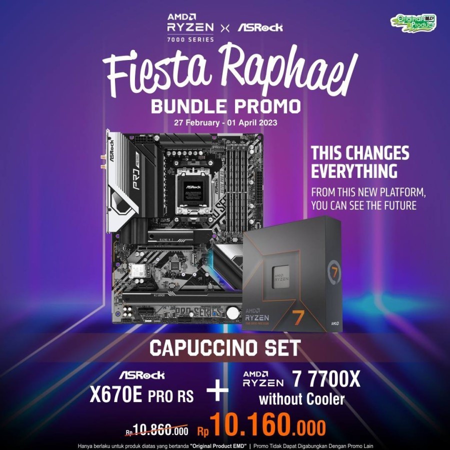 Asrock X670E Pro RS AM5 DDR5 + Processor AMD AM5 Ryzen 7 7700X