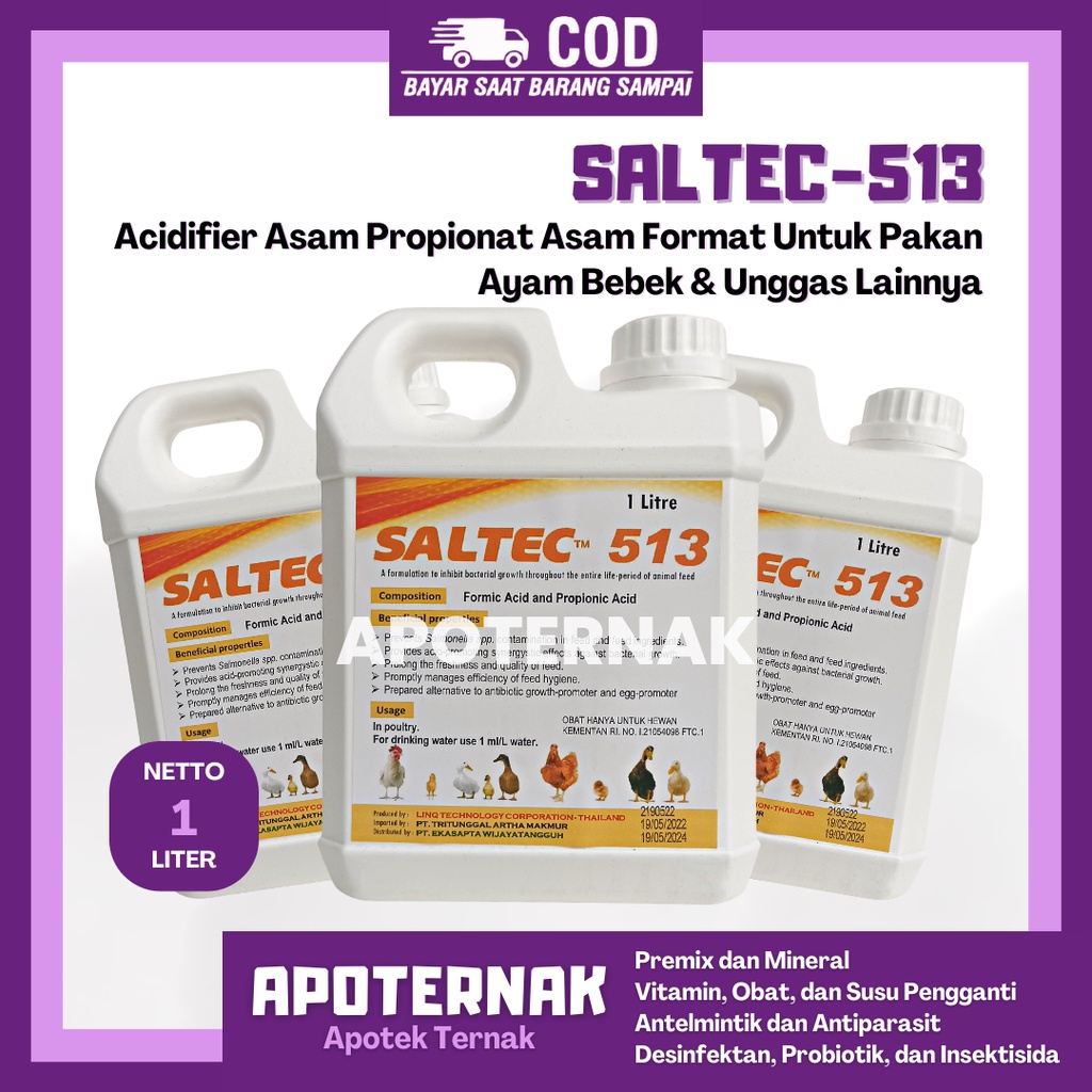 SALTEC 513 1 Liter | Acidifier (Asam Propionat Asam Format) Untuk Pakan Ayam Bebek dan Unggas Lannya