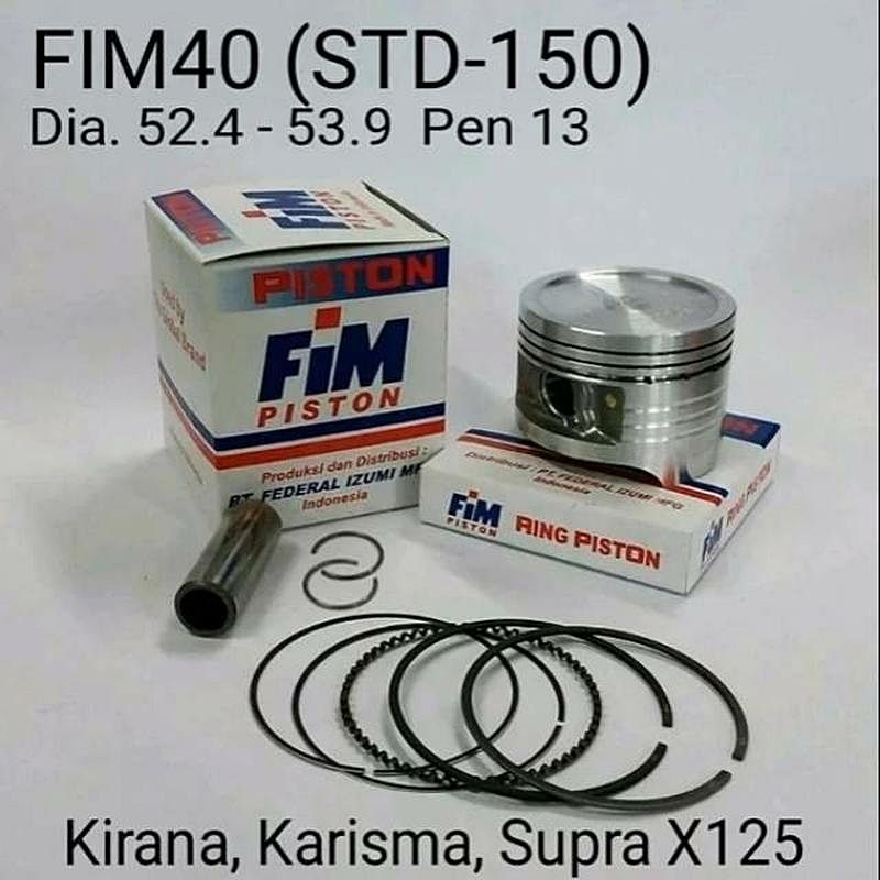 Piston kit Fim Supra X 125 / Karisma / Kirana Std (50) 52,9 mm Sparepart murah