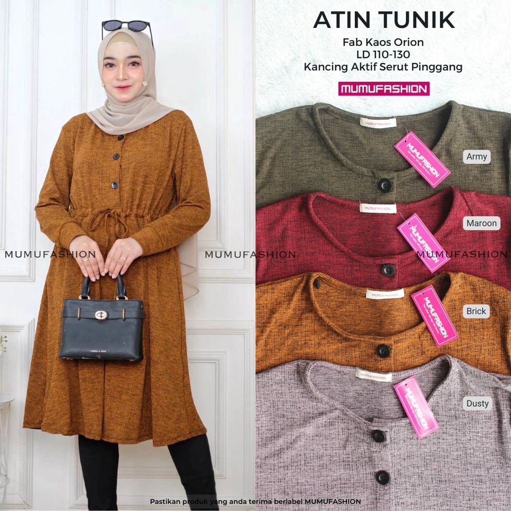 Atasan Tunik Wanita Muslimah Bahan Kaos Orion Terbaru Atin Tunik by Mumufashion solo