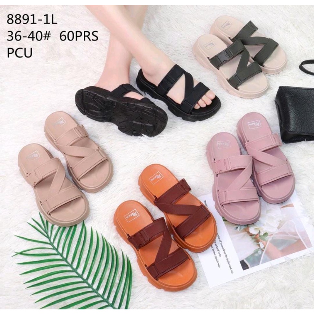 Sendal Selop Wedges Jelly HYS NEW 8891-1/Sendal Karet Kekinian