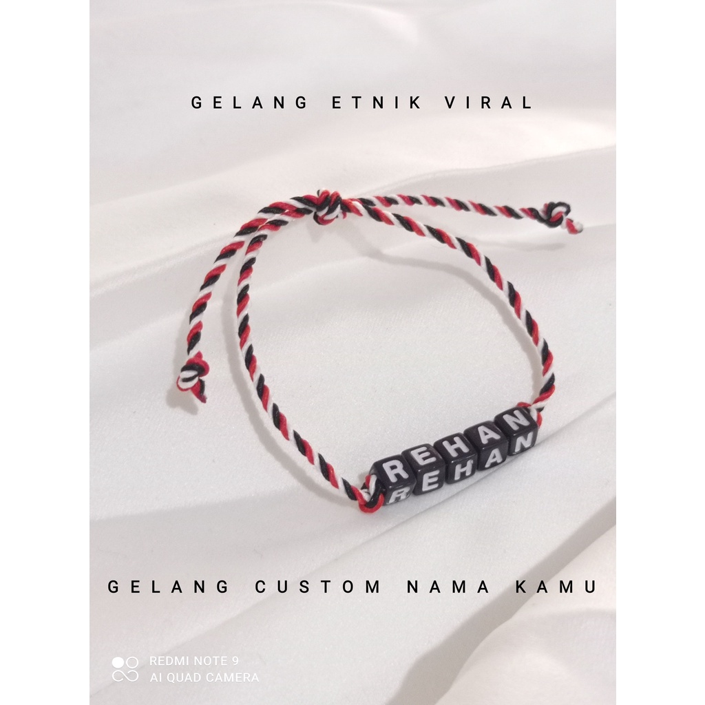 (BISA COD) CUSTOM NAMAMU ATAU SAHABATMU GELANG TRIDATU ETNIK 2 MM MODEL TERBARU