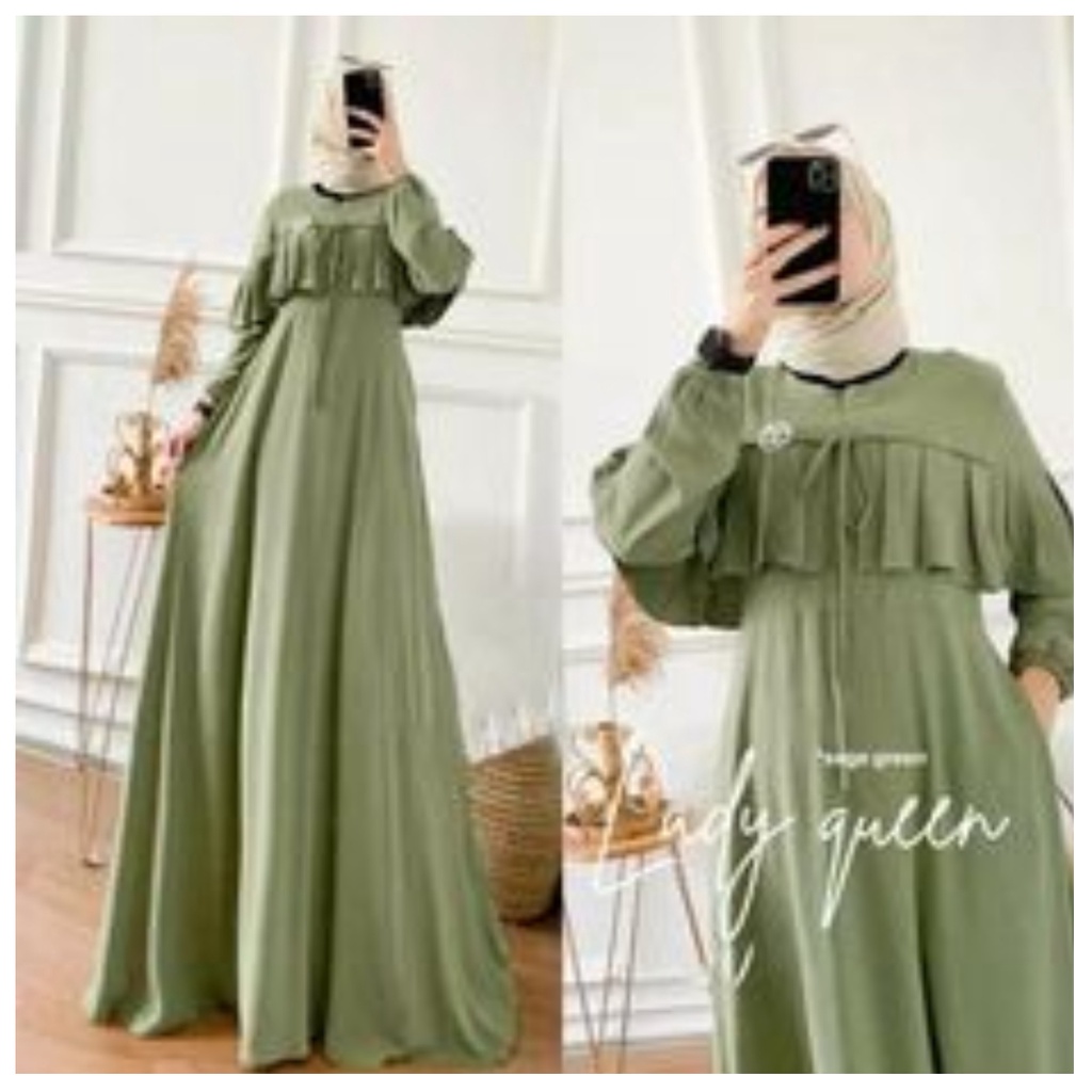 lady gamis terbaru dress muslimah crinkle kekinian baju lebaran wanit muslim