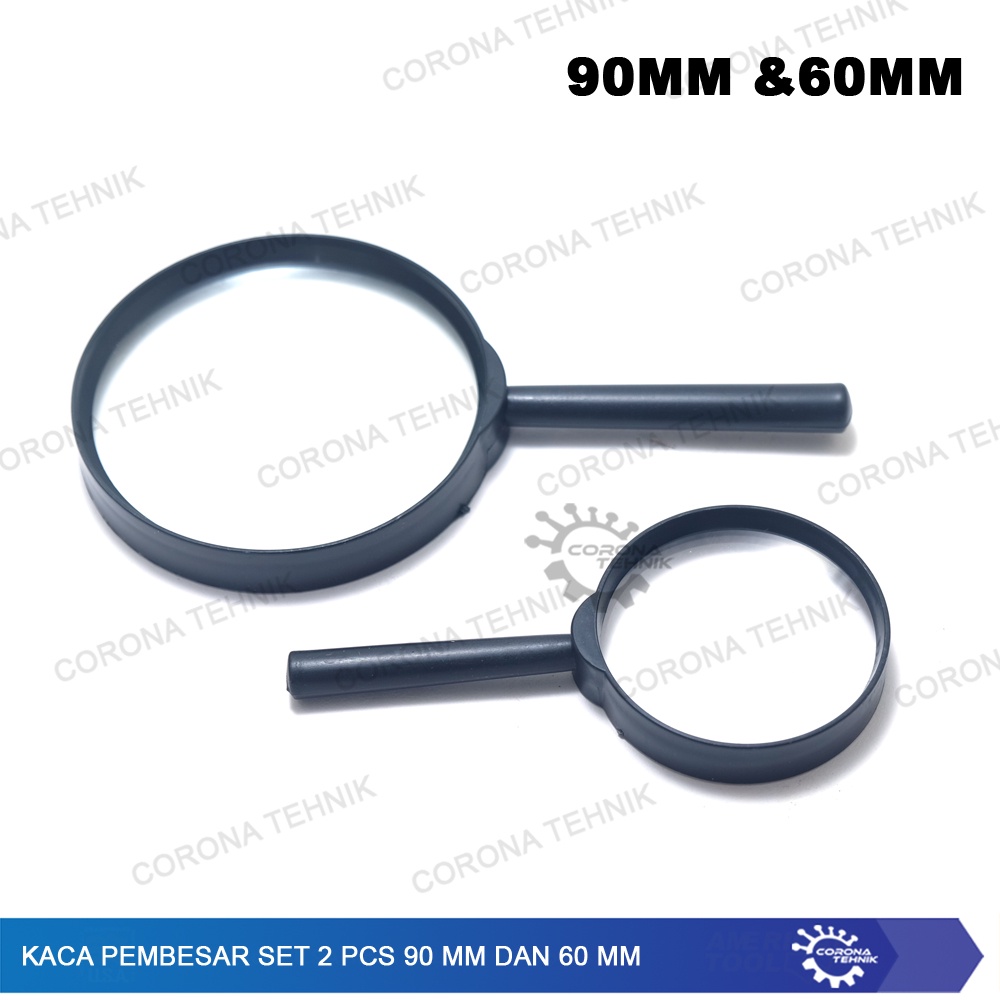 Set 2 Pcs 90 mm dan 60 mm Kaca Pembesar