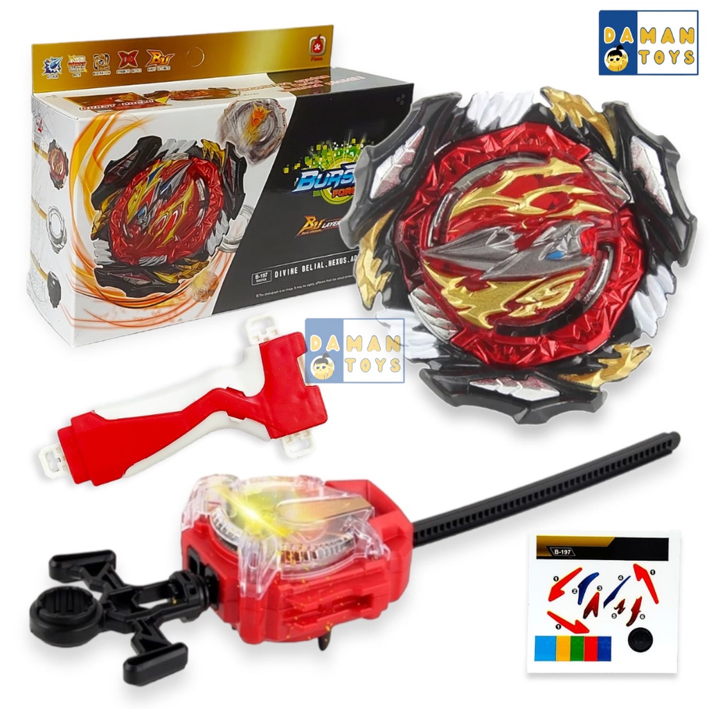 Mainan Gangsing Beyblade Sparking Launcher Devine Belial Bayblade Beibled Gasing