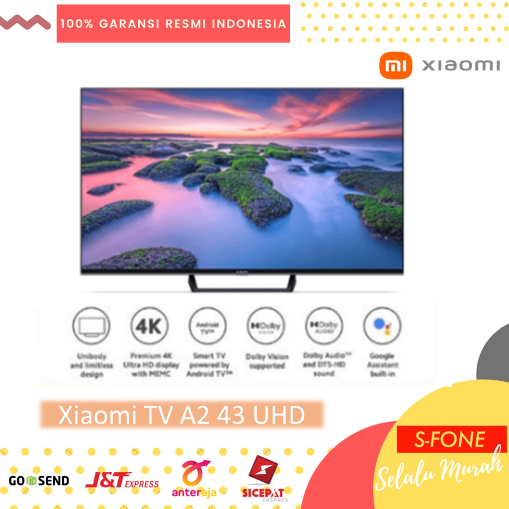 Xiaomi TV A2 43Inch Layar 4K Ultra HD Dolby Vision® HDR 10 Android TV