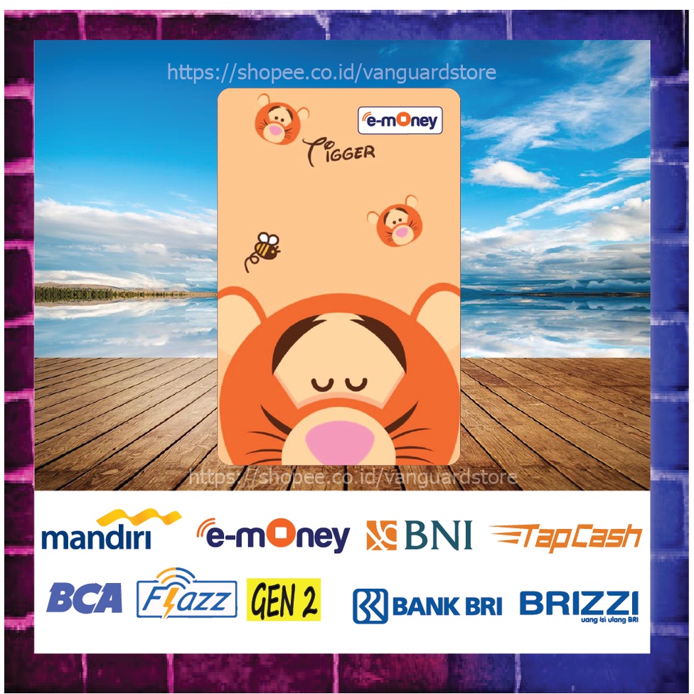 KARTU E MONEY E TOLL WAJAH TIGER POOH EMONEY MANDIRI FLAZZ BCA BNI TAPCASH BRIZZI BRI - 1 SISI