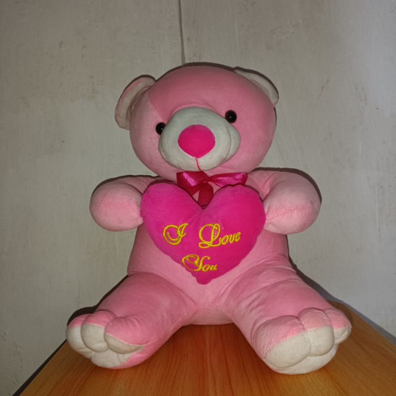 boneka teddy bear pink i love you
