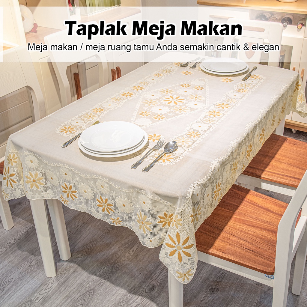 Lodoestar - Taplak Meja Makan Motif Bunga Ukuran 170cmx120cm Bahan PVC - D40-B