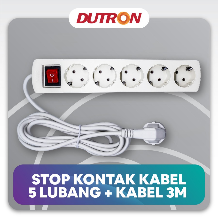 DUTRON Stop Kontak Saklar 5 Lubang + Kabel 3 meter DV-SKK-53