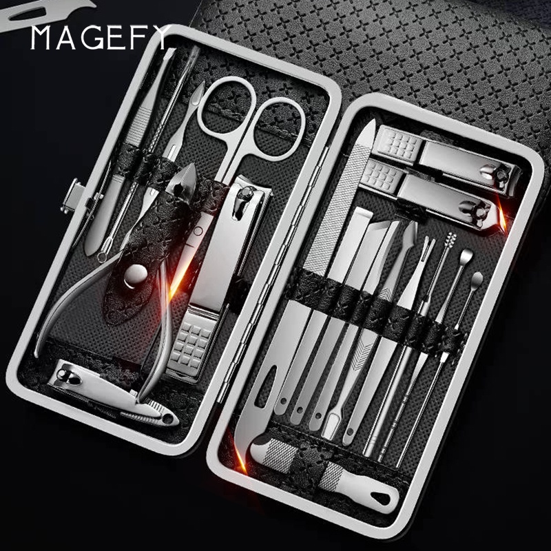 MAGEFY Gunting Kuku Set Lengkap 19 In 1 Alat Manicure Pedicure Stainless Stell Portable Tools Set Perawatan Nail Care Set 1267