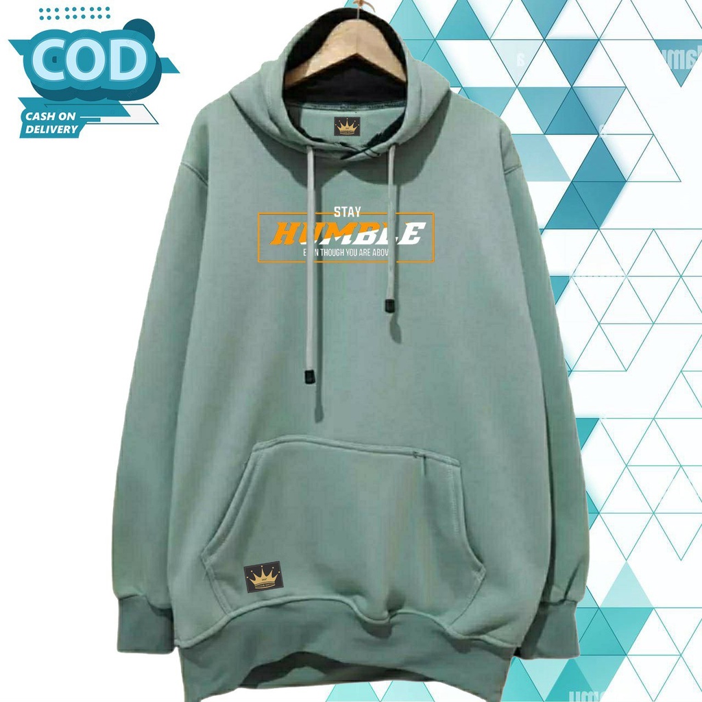 Sweater Hoodie Humble Distro Pria Kekinian Jaket Hodie Original Cowok Cewek Bahan Katun Tebal Branded Warna  Hijau Mint Bayar Di tempat (COD)