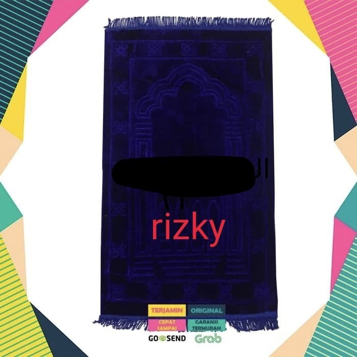 Sejadah anak empuk plus nama B1P2 Souvenir Alat Sholat Termurah Turki Lebar Sejadah Empuk Polos Pera