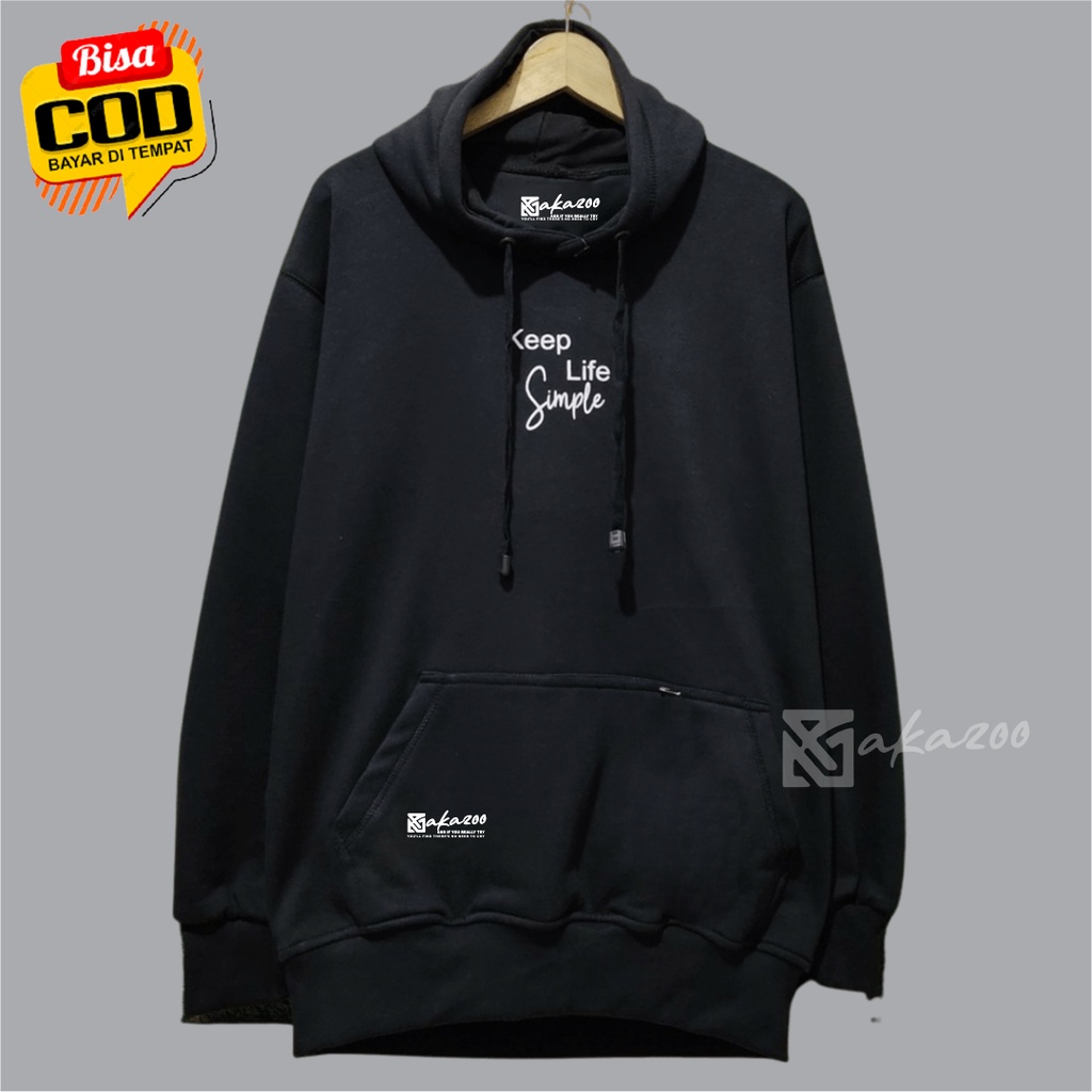 SWITER pria switer cowok AKAZOO JPN keep life simple hitam  hoodie pria distro original gambar depan keren sweater oversize korean style jamper hodie cowok unisix m L xl xxl premium akazooofisial