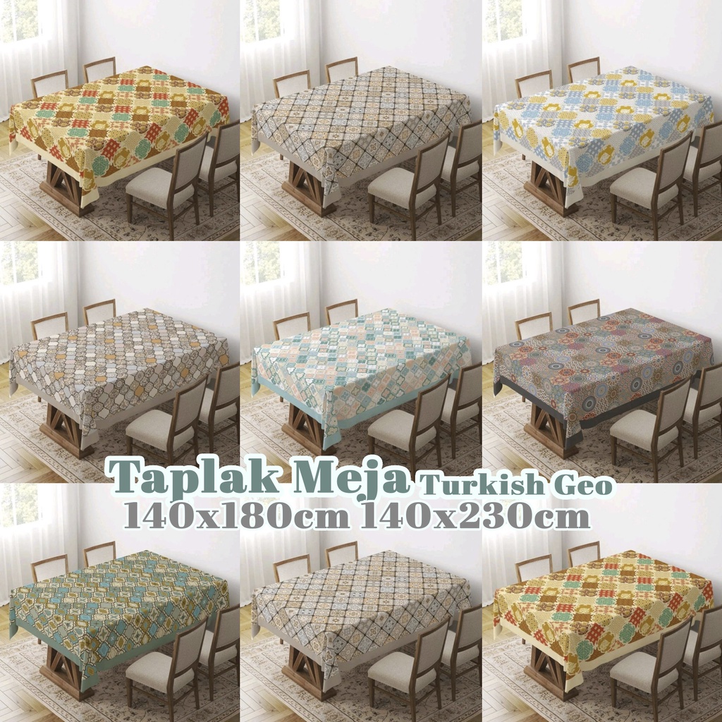 TAPLAK MEJA MAKAN MOTIF PRINT TURKISH GEO 140X180 &amp; 140X230CM