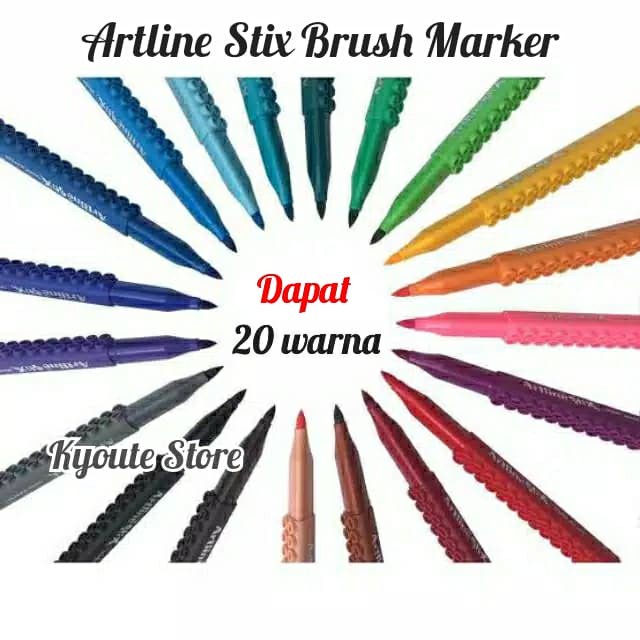 

Paket 20 warna Artline Stix Brush Marker Kaligrafi Lettering Brush Pen